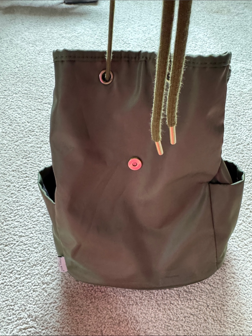 Green Nylon Drawstring Backpack - Picture 14 of 16